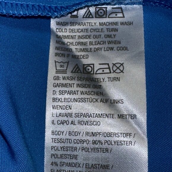 Belle by Kim Gravel Blue Tunic Dress XLP 1/4 Zip Neckline Roll Tab Sleeves NWOT - Picture 6 of 7